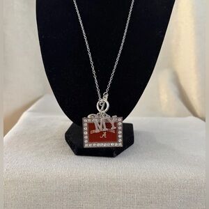 Crimson 'A' Charm Necklace - Silver Chain